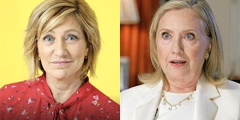 (L) Actress Edie Falco and (R) former US secretary of state Hillary Clinton (Photos | AP)