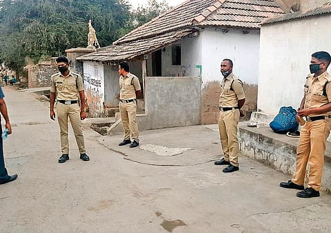 Security beefed up at the residence of slain lawyer Gattu Vaman Rao’s parents, at Gunjapadugu village in Peddapalli district. (File Photo)