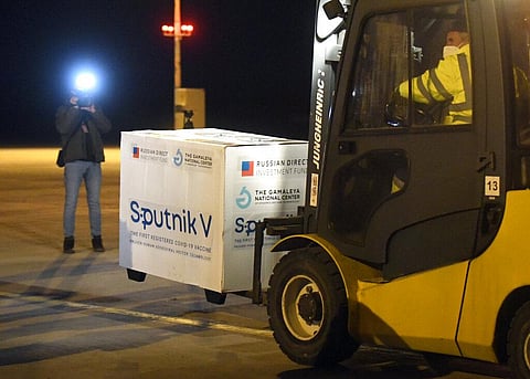 Russia's Sputnik V coronavirus vaccine arrives at Kosice Airport, Slovakia. (Photo | AP)