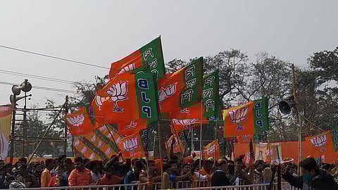 Image of BJP flags used for representational purposes (Photo| EPS)
