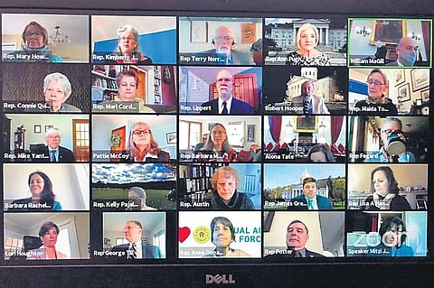 The above is an archive image of a group Zoom call. Researchers are finding such calls increasingly useful| AP