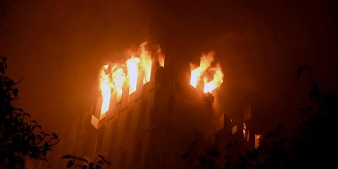 A massive fire broke out at New Koilaghat Building in Kolkata. (Photo| ANI)