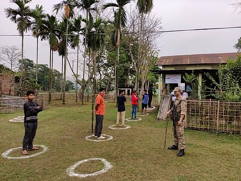 Polling underway during the second phase of Assam Assembly elections on Thursday. (Photo | EPS)