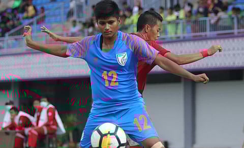 Indian football player Indumathi Kathiresan (Photo | Twitter/@Indianfootball)