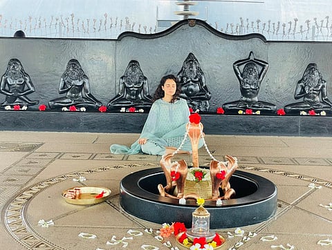 Kangana is seen meditating in front of the shiva lingam. (Photo | Kangana Ranaut, Twitter)