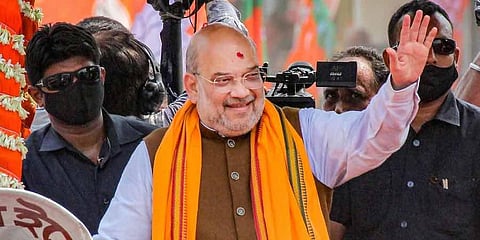 Union Home Minister Amit Shah during a roadshow.