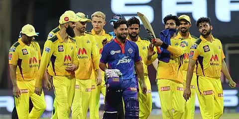 DC's Rishabh Pant walks off the field after winning the match against CSK. (Photo | AP)