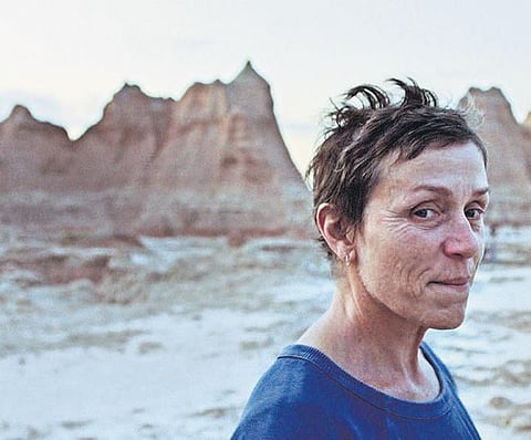 Nomadland features Academy Award winner McDormand as a woman who leaves home to travel around the American West after losing her job.