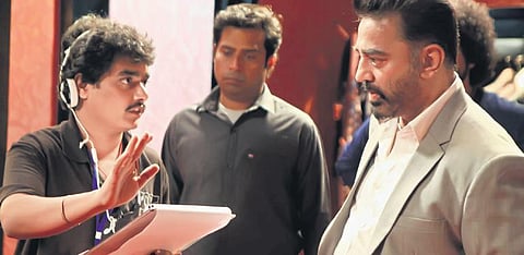 Ramnath with Kamal Haasan on the sets of Thoongaa Vanam