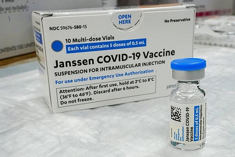 The Johnson & Johnson COVID-19 vaccine sits on a table at a pop up vaccinations site the Albanian Islamic Cultural Center, in the Staten Island borough of New York. (Photo | AP)