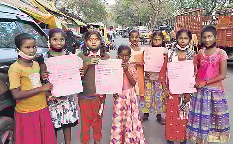 Children with the demands prepared by them for the International Day for Street Children | special arrangement