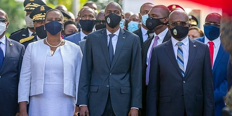 Joseph Jouthe (R) had served as Haiti PM since March 2020. (Photo | AP)