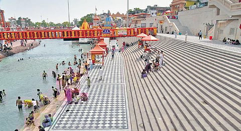 Har Ki Pauri Ghat in Haridwar saw a drop in the number of pilgrims on Saturday | PTI