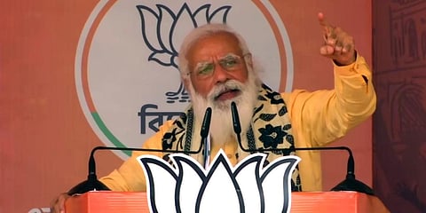 PM Narendra Modi at a poll campaign in Asansol. (Photo| ANI)