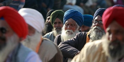 Farmers during their protest against the new farm laws at Ghazipur Border in New Delhi. (File Photo | Shekhar Yadav, EPS)