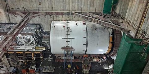 Bengaluru Metro's sixth tunnel boring machine launched 60 ft below the ground of Jayanagar fire station on Friday evening. (Photo| EPS)