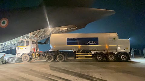A C-17 aircraft transporting empty Linde Cryogenic Oxygen Container. (Photo | Special arrangement)