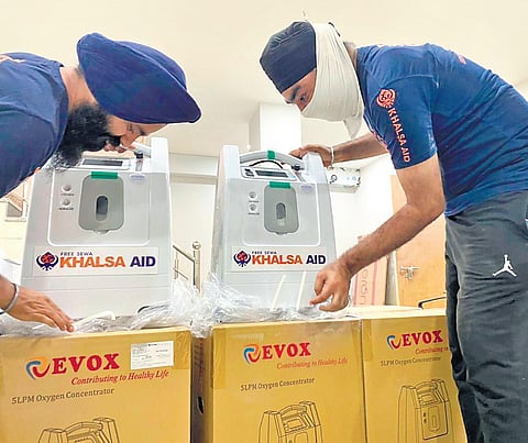 Khalsa Aid India will give 65 oxygen concentrators to patients in first lot. (Photo | EPS)