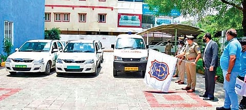 Alyte services under Mahindra Logistics being inaugurated by Rachakonda police. (Photo | EPS)