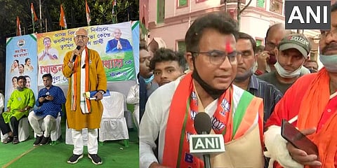 TMC candidate Sobhandeb Chattopadhyay (L) pitted against BJP's Rudranil Ghosh (Photos | Twitter, ANI)