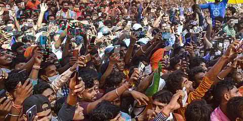 Huge crowds seen at an election campaign rally. (File Photo | PTI)
