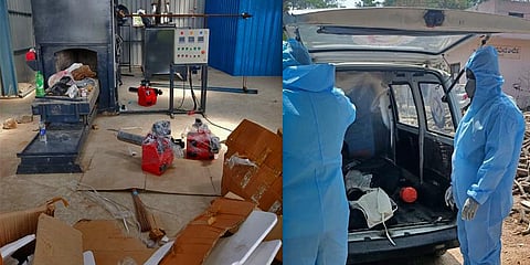 Ambulances transporting bodies of COVID-19 victims. (Photo | Express)