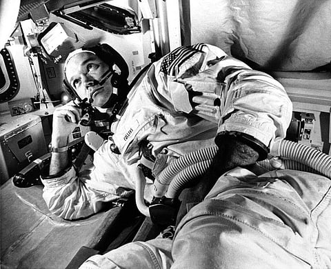In this June 19, 1969 file photo, Apollo 11 command module pilot astronaut Michael Collins takes a break during training for the moon mission (Photo | AP)