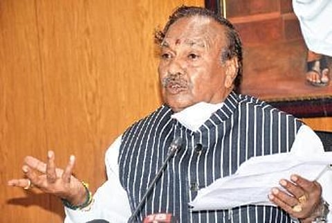 RDPR Minister KS Eshwarappa addresses the media in Mysuru on Friday | Udayshankar S