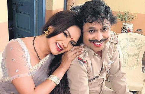 Pathak with her actor Yogesh Tripathi in Happu Ki Ultan Paltan
