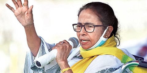 Mamata Banerjee in West Bengal’s Cooch Behar district on Friday (Photo | Bibhash Lodh)