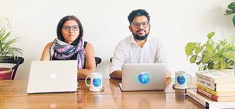 Dr Saher Mehdi and Manish Kumar, Co-Founders of wellOwise, an AI-backed start-up that provides preventive measures after detecting potential chronic diseases in individuals; screengrabs of the app
