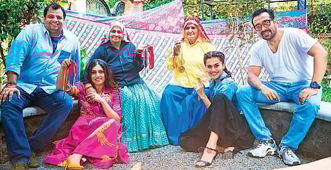 The team of Saand ki Aankh with Chandro Tomar (third from left) and Prakashi Tomar.