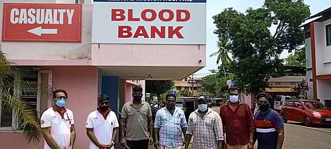 Volunteers outside a blood donation camp. (Photo | Express)