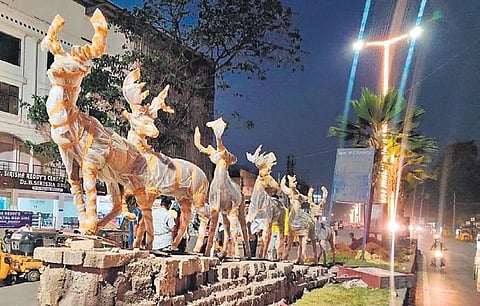 Installations dot a newly remodelled junction in Warangal.