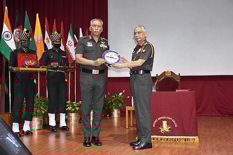 Chief of Army General MM Naravane at Defence Services Staff College in Wellington. (Photo | Twitter)