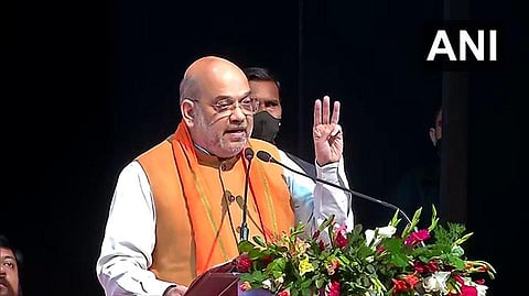 Union Home Minister Amit Shah addressing a rally in Bengal (Photo | Twitter/ANI)