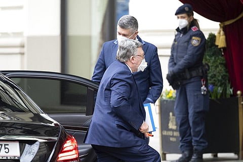 Russia's Governor to the IAEA, Mikhail Ulyanov, arrives at the Grand Hotel Wien where closed-door nuclear talks with Iran take place in Vienna. (Photo | AP)