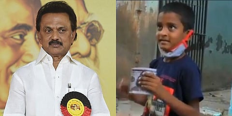 Tamil Nadu CM MK Stalin (L) appreciated Harish Varman (R) for his selfless act. (Photo | PTI and YouTube Screengrab)