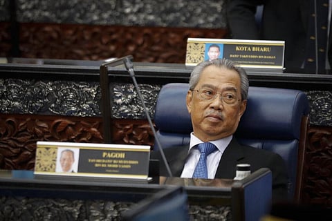 Prime Minister Muhyiddin Yassin attending parliament session at parliament lower house in Kuala Lumpur. (Photo | AP)