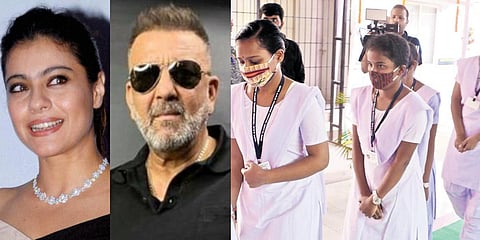 Kajol (L) and Sanjay Dutt were among the actors who saluted nurses on the occassion. (Photo| PTI and EPS)