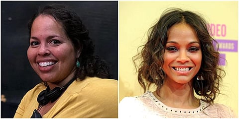 Writer Claudia Forestieri (L) and actor Zoe Saldana. (File photo| IMDb and AP)