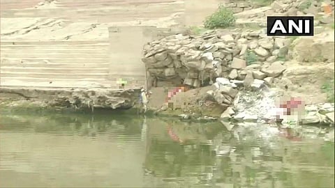 Bodies seen in and around river Ganga in Ghazipur. (Photo | ANI)