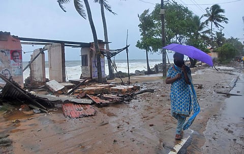 A house demolished during sea erosion at Poothura near Chirayinkeezhu triggered by Cyclone Tauktae in Thiruvananthapuram. (Photo| B P Deepu, EPS)