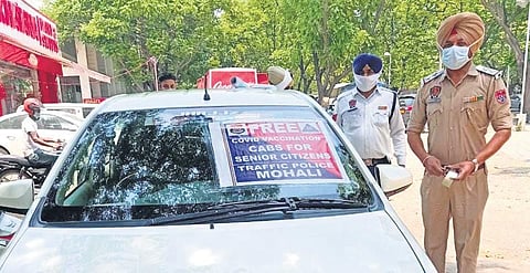 SP Gurjot Singh Kaler started a scheme by Mohali Traffic Police providing senior citizens free taxi rides to vaccination centres | express