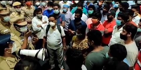 At around 10 pm, people started to gather around Nehru stadium with vehicles parked on the Vepery road, Chennai.