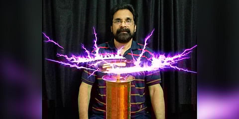 VS Sabu with his version of Tesla coils (Photo | Express)