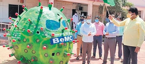 A Covid awareness vehicle being flagged off in Berhampur on Monday | Express