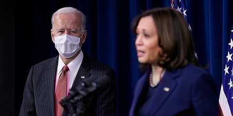 US President Joe Biden (L) and Vice-President Kamala Harris (File Photo| AP)