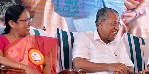 Chief Minister Pinarayi Vijayan and former Health Minister K K Shailaja (File photo | Vincent Pulickal, EPS)