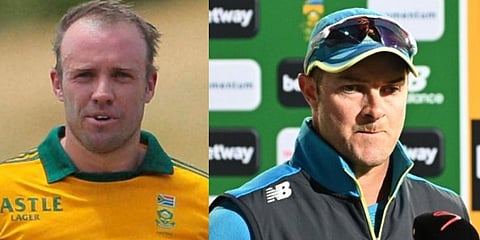 Former batsman AB de Villiers (L) and South Africa head coach Mark Boucher (File photo| AFP)